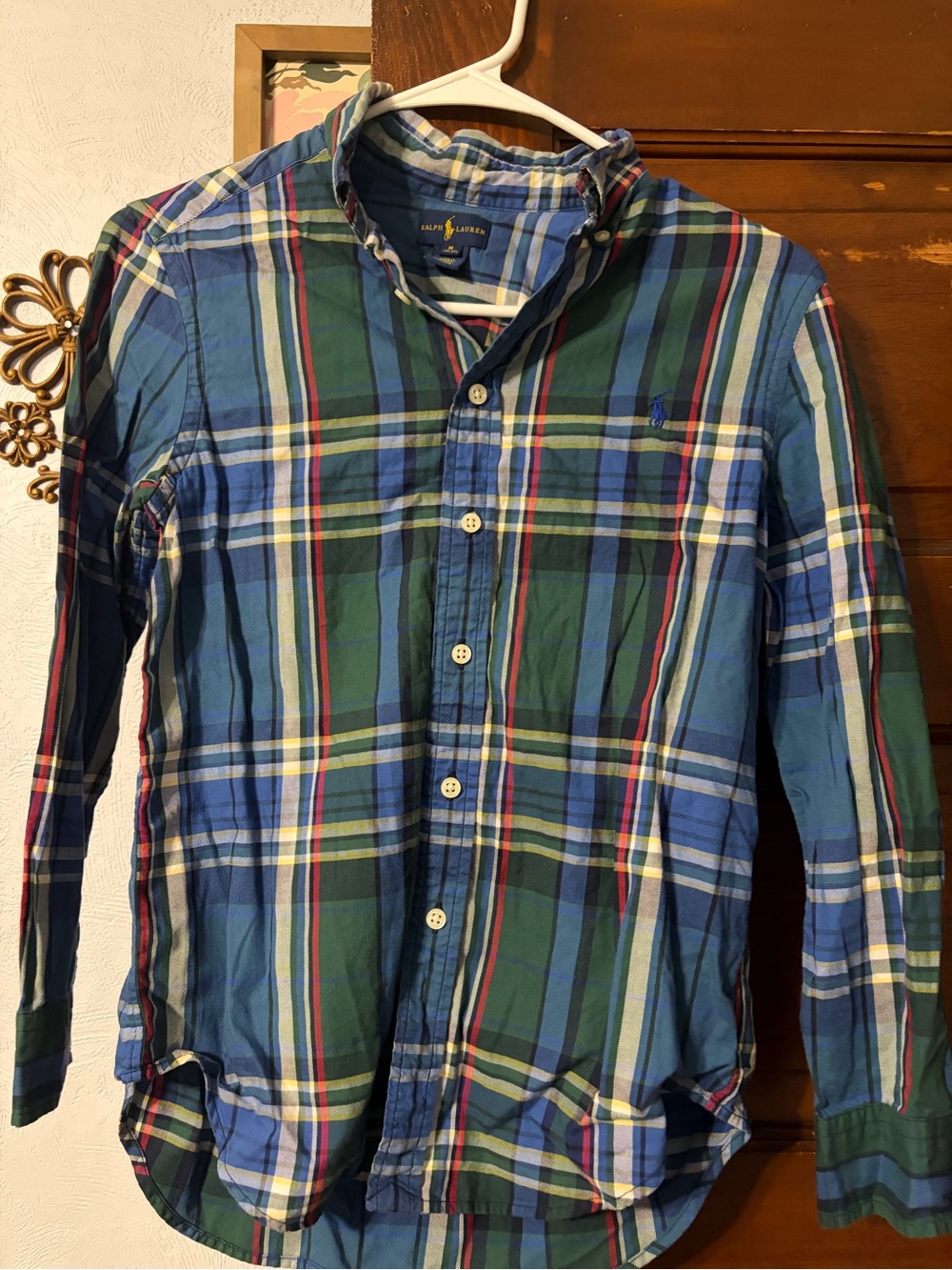 Ralph Lauren Blue and Green Plaid Button-Down Shirt